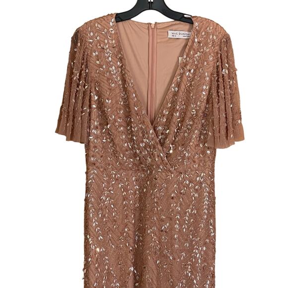 Mac Duggal NWD Style 35109 Size 10 Pink Embellished Flutter Sleeve Maxi Gown - Picture 2 of 15